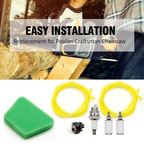 Two Size 2 Foot Fuel Line Hose Filter Kit With Primer Bulb And Spark Plug For Poulan Craftsman Chainsaw Replaces 530071835 530037793 530095646 188-513-1