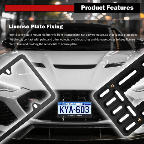 Stainless Steel Front License Plate Bracket Kit With Screws And Ties No Drill Install Front Bumper Mount For US Standard Cars