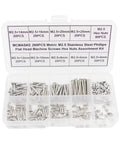 260 Piece Metric M2.5 Stainless Steel Phillips Flat Head Screws With Hex Nuts Assortment Kit for electronics projects