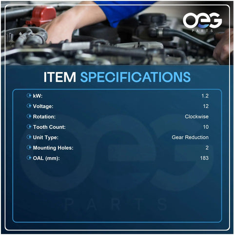 Specifications for New Starter For Dodge Nitro 3.7L And Jeep Liberty 3.7L V6 2010 2011 2012 12V 1.2kW CW Rotation 10-Tooth