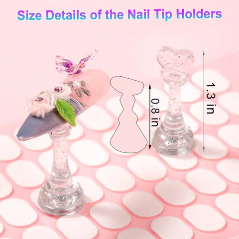 Pro Grade Magnetic Nail Stand For Press Ons With Thick Base And Taller Pegs Anti Tip Acrylic Nail Holder size details