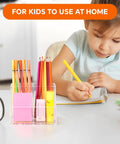 Clear Acrylic Desk Pen Holder With Three Independent Compartments, The Ultimate Pencil And Marker Organizer in use by child