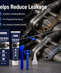 Top Tier Automotive Engine Sealant For Super High Temps Fixes Leaks, gaskets and small gaps, includes tools for easy application.
