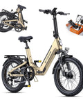L20 3.0 Electric Bike For Adults With App IoT Anti Theft Dope 28 MPH Max Speed, foldable e-bike, gold frame, hydraulic brakes