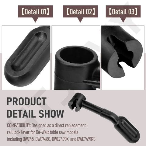 Built Tough Table Saw Rail Lock Lever Replacement Replaces Part Number 5140032-23 close-up of detailed replacement lever design.