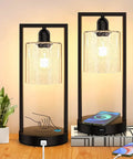 Wireless Charging Touch Control Table Lamp Set Of 2 With USB Port Dimmable Bedside Lamps Industrial Desk Lighting For Bedroom