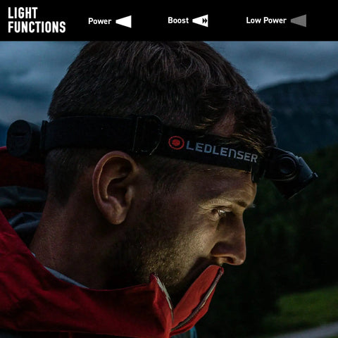 Man using H7R Core LED Headlamp with 1000 Lumen Boost and 250 Meter Beam, IP67 Waterproof Hard Hat Light for Outdoors