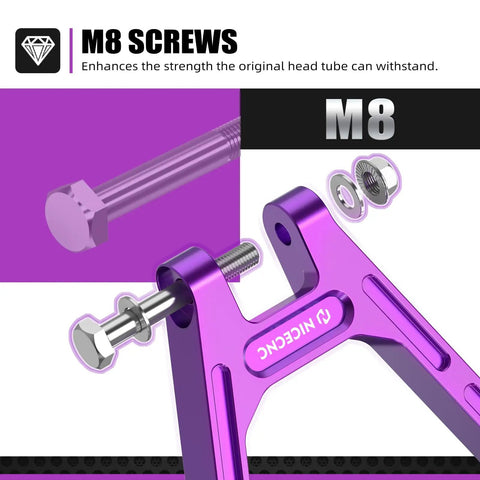 Rear Linkage Beefed Up Shock Absorbing Triangle Bracket Heavy Duty Off Road Upgrade With 3mm Thickened 6mm Wider Walls Inner Surface Thickened 5mm And Moved Out 10mm For Maximum Impact Protection, purple M8 screws