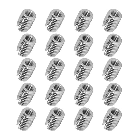 20 Pcs M6x1.0 And M10x1.5 Thread Inserts In 302 Stainless Steel Slotted Self Tapping Thread Repair Kit For Cars, Trains, Boats, And Home Appliances Heavy Duty Vibration Resistant, Shock Proof, High Tensile Strength, 20 stainless steel inserts
