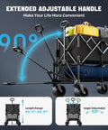 52 Inch Heavy Duty Double Decker Wagon With Brakes 560 Lbs Load All Terrain Big Wheels Collapsible Folded showing handle extension