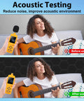 Acoustic testing demonstrating noise reduction before and after using 12 Pack Hexagon Acoustic Foam Panels Self Adhesive Sound Proof Wall Tiles High Density Noise Reducing Decor For Gaming Rooms Studios And Home Theaters Kill The Reverb And Get Your Game On.