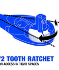 72 tooth ratchet mechanism illustration from Three Piece Ratchet Set With One Quarter Inch, Three Eighth Inch, And One Half Inch Drive Sockets.