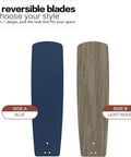 5 reversible blades for 52 Inch Ceiling Fan With Remote No Light Kit Industrial Farmhouse Style side A blue side B light wood