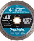 Four And A Half Inch Diamond Blade With Continuous Rim For General Purpose Tile Granite Ceramic Porcelain And Stone Cutting Ideal For Wet Or Dry Use And A Smoother Faster Finish, labeled for ceramic and granite cutting