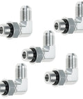Five pieces of 90 Degree Elbow Hydraulic Hose Fittings Set Ten Pieces Three Eighths Inch JIC Thirty Seven Degree Male End To Six SAE ORB Male