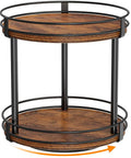 Rotating Spice Rack Two Tier Lazy Susan Organizer For Kitchen Countertop No Fuss Space Saving Brown Wood Turntable 360 Spin