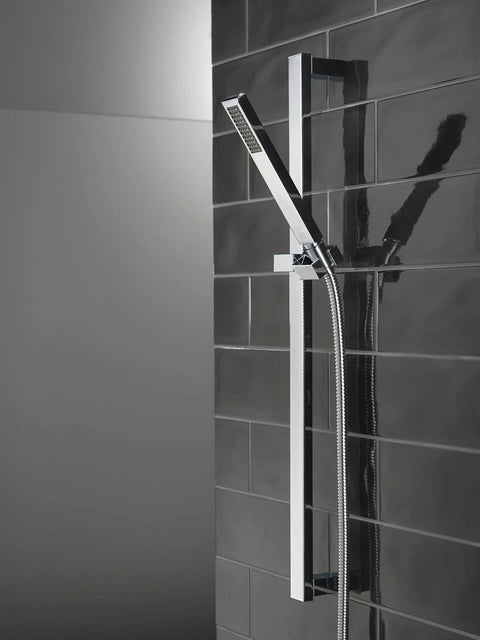 Vero Single Spray Touch Clean Wall Mount Slide Bar Handheld Shower With Hose Chrome Finish For No Fuss Full Body Rinse