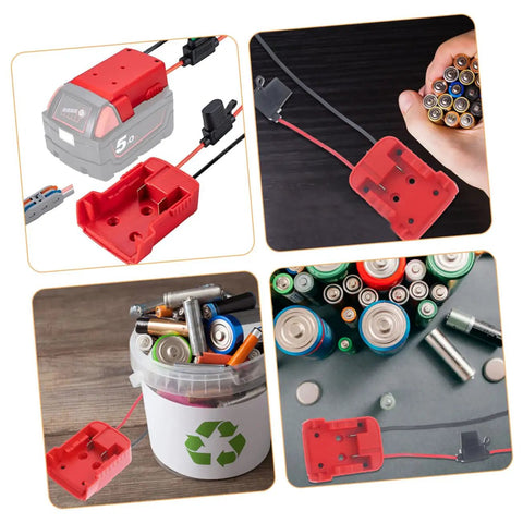 Plug And Play Lithium Battery Adapter Conversion Kit for Tools and DIY Projects shown with batteries and connectors