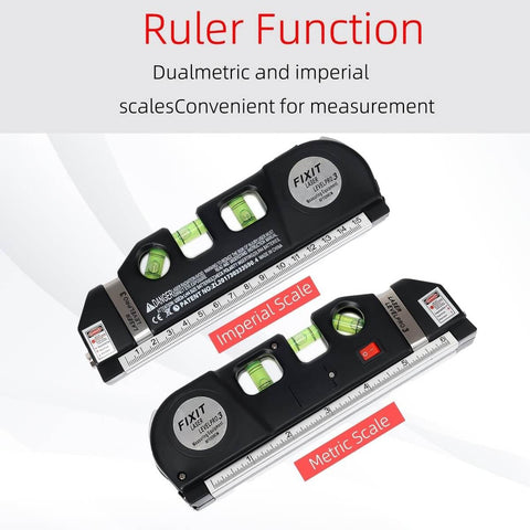 Must Have Laser Level Kit For DIY Pros And Home Renovation, Cross Line Laser With Eight Feet And Two Point Five Meters Reach, ruler function