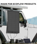 100W Flexible Solar Panel For Off Grid Power, High Efficiency 23 Percent, IP68 Waterproof, on Jeep for outdoor use