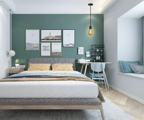 Bedroom with Industrial Mini Pendant Light Kit 4 Pack With E26 E27 Base Dope Vintage Edison Style Black Cord UL Listed