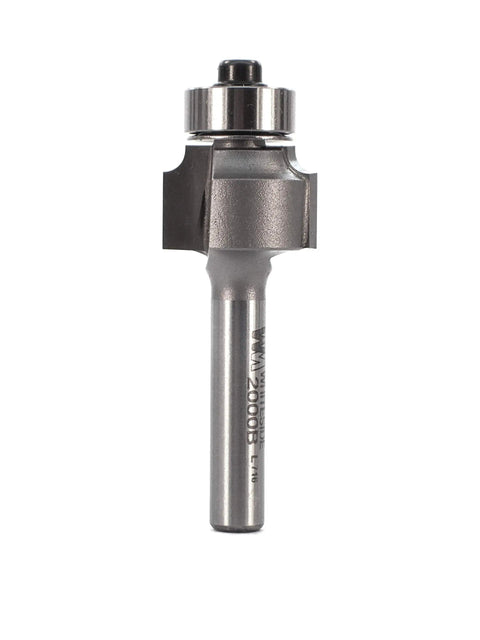 Carbide Tipped Roundover Router Bit With Three Thirty Second Radius Eleven Sixteenths Inch Diameter One Quarter Inch Shank One Half Inch Cutting Length For Smooth Rounded Wood Edges Ideal For DIY Woodworking Projects, front view