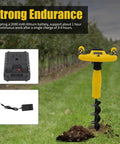 Cordless Post Hole Digger With Battery And Charger Beast Mode Power 350W Earth Auger in garden with accessories.