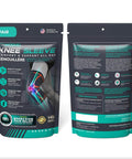 2-Pack Compression Knee Sleeve For Running And All-Day Support packaging showing front and back, breathable nylon-latex blend details