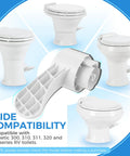 RV Toilet Foot Pedal Kit For Dometic 300 310 311 320 321 Series Toilets shown with various compatible models