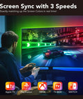 Person playing video game with HDMI 2.0 Sync LED Backlights For 65 To 90 Inch TVs, showing vibrant colors synced to screen action.
