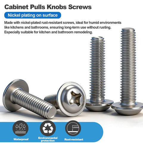 120Pc Cabinet Screw Kit With M4 Pan Washer Head Phillips Machine Screws, nickel plated rust resistant hardware detail