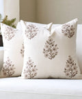 Decorative Floral Pillow Covers 18x18 Inch Set Of 2 For Couch Brown Neutral 2 Pack Cover Only For Sofa Or Chair Decor With Easy Care Fabric And Durable Sewn Edges For Cozy Home Vibe on sofa