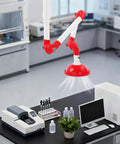 Portable Soldering Smoke Extractor Fume Hood With Heavy Duty Aluminum Alloy Build, 360 pivot arm in lab setup.