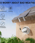 Top Shelf 25 Watt Solar Powered Fan And 8 Inch Waterproof Exhaust Blower For Outdoor Shed And Greenhouse Cooling installed on wall with solar panel and waterproof features.