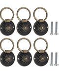 Antique Bronze Floral Pattern Drawer Pull Rings Set Of 6 With Durable Screws Vintage Zinc Alloy Dresser Pull Handles 36mm Display
