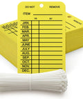 Must-Have Fire Extinguisher Monthly Inspection Tags 25 Pack With Adjustable Ties Yellow PVC Safety Labels front view