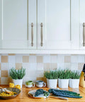 Kitchen with white cabinets featuring 10 Pack 5 Inch Brushed Satin Nickel Cabinet Handles for Kitchen Cabinets and Drawers, Durable Cabinet Pulls