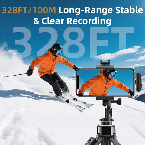 AI Noise Filter Wireless Lavalier Microphone With Charging Case For iPhone 17 And Android used for outdoor skiing video recording