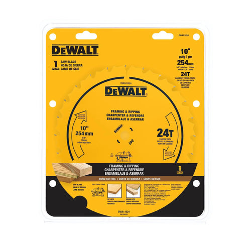 Premium 10 Inch Carbide Table Saw Blade With 24 Teeth For Flat Out Woodcutting Speed During General Purpose Circular Saw Tool Applications Delivers Dead On Accuracy And Knockout Finish Quality Always in packaging.