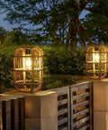 Large Outdoor Solar Lantern With Rattan And Bamboo Build Dope Glow For Garden Patio And Yard Waterproof Hanging Lantern With Handle And Edison Bulb Openwork Design For Tabletop Decoration illuminating garden pathway