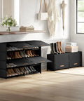 42 Pair Shoe Storage Cabinet With Doors To Stash Your Kicks 2 By 7 Tier Space Saving Plastic Shoe Organizer in hallway