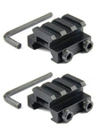 Rock Solid Half Inch Flat Top Riser Block Mount with 3 Slot Picatinny Rail for Weaver Systems, black aluminum alloy construction.
