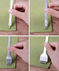 Using prong punches on leather sheet with 7 In 1 Pro Adjustable Stitching Groover Kit For Leathercraft With 1 2 4 6 Prong Leather Stitching Punches