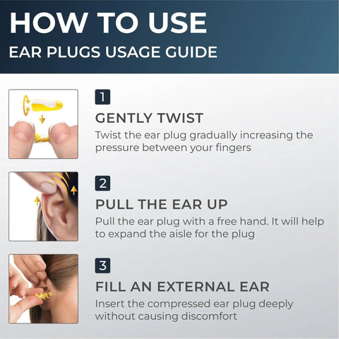 Step-by-step guide for using Small Ear Plugs For Sleep Ultra Soft Foam For Small Ears With 32 Decibel Noise Reduction.