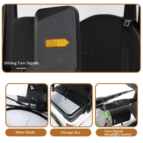 Haoweih Electric Golf Cart 800W Motor turn signal indicator and storage box for easy driving and convenience.