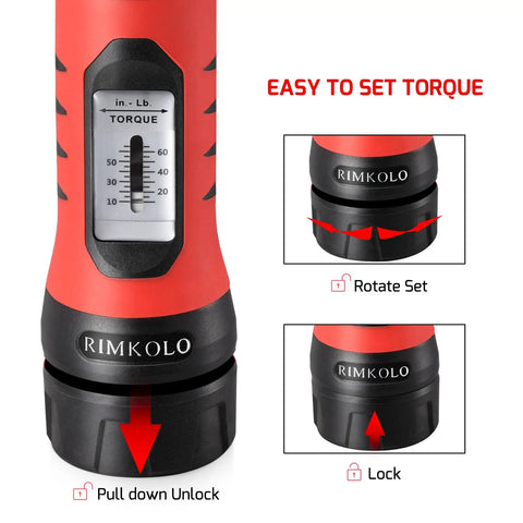 Torque Screwdriver Wrench Set With 29 S2 Alloy Bits And 5 Drive Sockets One Quarter Inch Socket Adapter In Portable Case Gearhead Ready Easy to set torque with unlock, rotate, and lock instructions view.