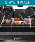 Trunk Organizer With Cooler For Cars, Collapsible Trunk Storage Container With Non Slip Bottom Strips in car trunk with toys