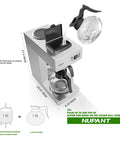 12 Cup Commercial Drip Coffee Maker with Glass Carafes and Two Warmers for Cafe Bar Restaurant Office Breakroom Stainless Steel