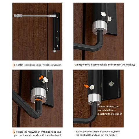 Automatic Rebound Door Closer For Home Use Surface Mounted Spring Closer With Adjustable Hinge installation steps on wooden door