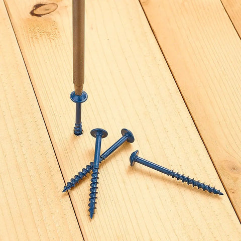 Two Inch Pocket Hole Screws Set Number Eight Exterior Grade 200 Pieces Heavy Duty Coarse Thread Self Tapping shown on wood surface